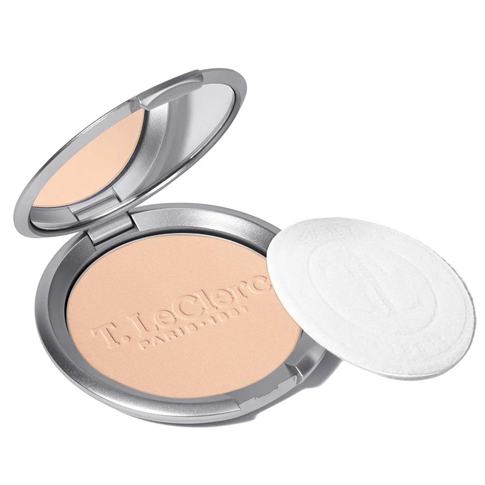 T.LeClerc Rice Compact Powder – Anti-Aging Pressed Powder with Brown Rice Ferment – Long-Lasting Natural Matte Finish – Moisturizing | Non-Comedogenic Face Powder (SABLE, 9G)
