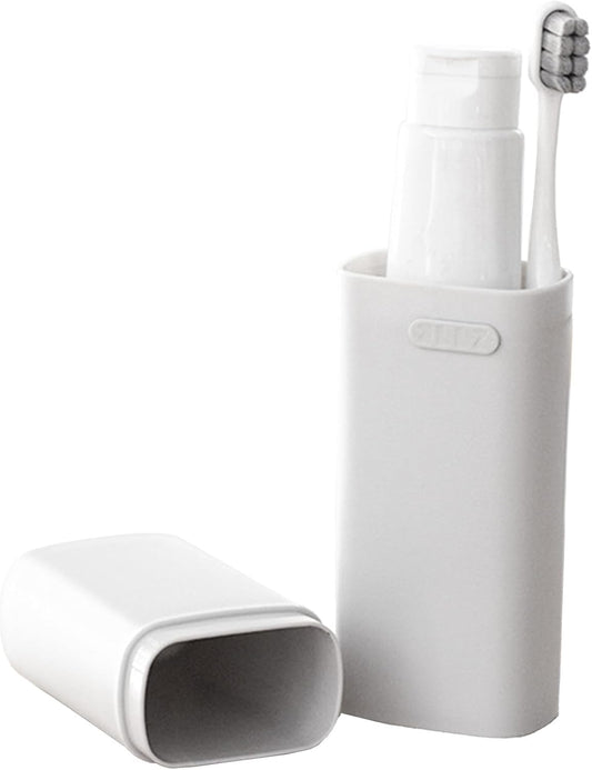 Compact Small Grey Travel Toothbrush Holder Case with Ventilation Hole, Portable Travel Toothbrush Cup with Cover, Storage Container for School Camping Business Trip Bathroom