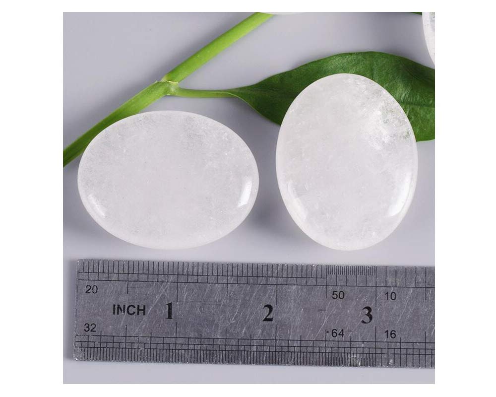 7 Pieces Natural Massage Stones Set for Professional or Home Spa, Smooth and Natural Massage Stones (White Crystal A)