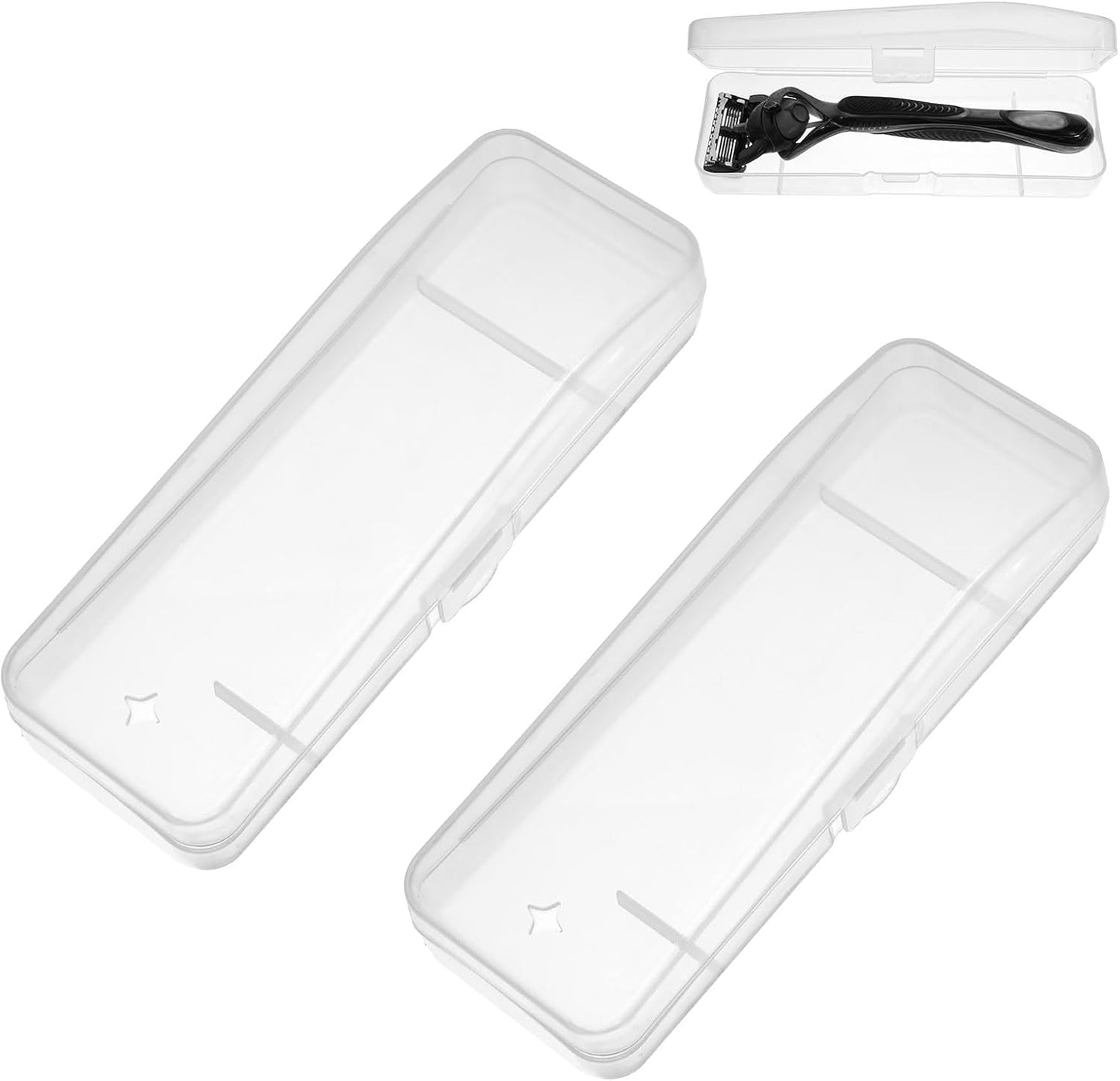 2 Pack Manual Razor Travel Case Transparent Portable Travel Men Manual Razor Protector Universal Portable Shaver Storage Box Shaver Holder Protector Case Organizer for Men Razors And Blade Refills Kit