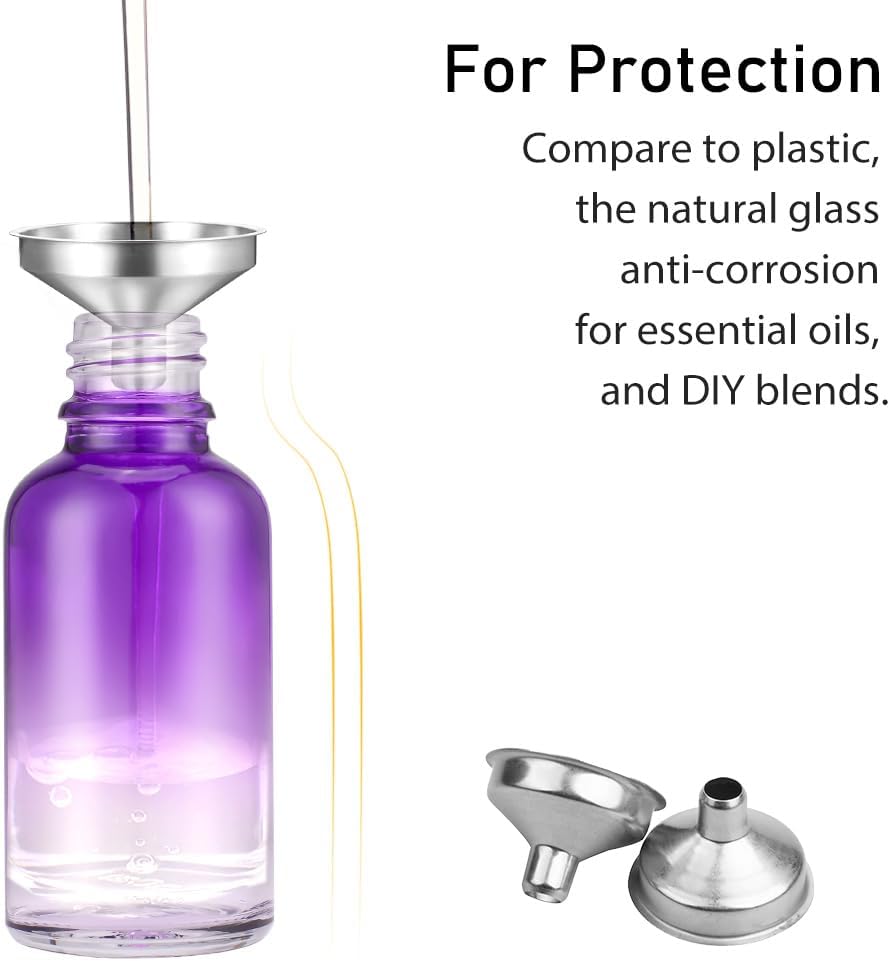 Bumobum 2 oz Dropper Bottle, Purple Glass Eye Dropper Bottles with Golden Top Cap for Essential Oils, 24 pack Tincture Bottle with Labels and Funnel