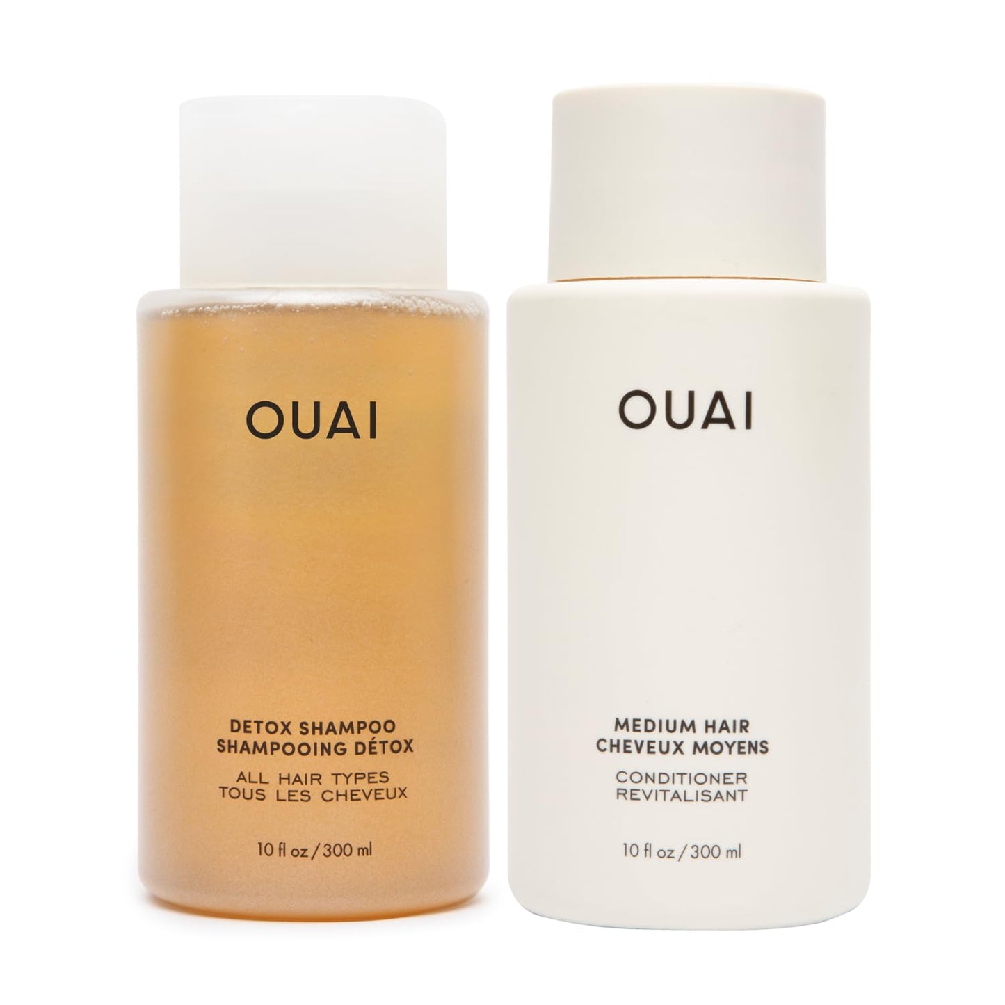 OUAI Detox Shampoo & Medium Hair Conditioner Bundle - Clarifying Shampoo for Build Up, Dirt, Oil, Product and Hard Water & Hydrating Conditioner for Medium Hair (2 Count)
