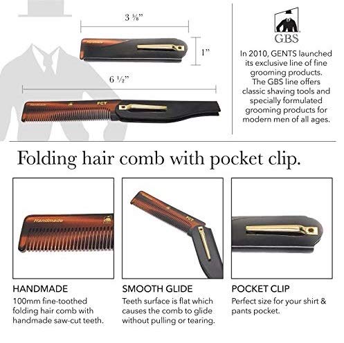 Handmade Hair Comb Set - 4 Piece Professional Grooming Kit for Men & Women (Dressing, Folding, Pocket & Mustache Combs)