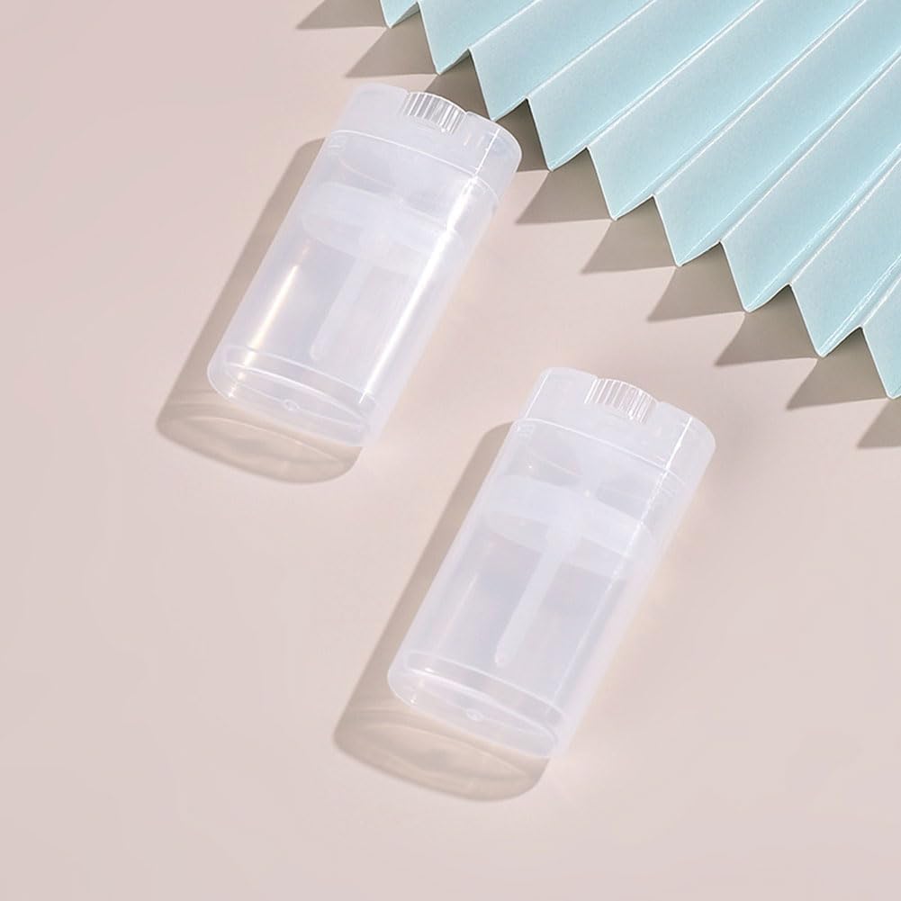 3 Pack Clear Plastic Oval Deodorant Containers - 15ml Twist-Up Lip Balm Tubes for DIY Lipstick, Crayon, Chapstick, and Aromatherapy-BPA Free,Empty Reusable Tubes with Caps for Beauty and Personal Care