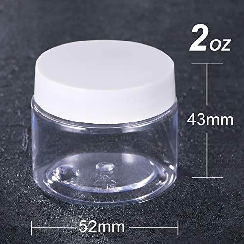 12 Pack Small Plastic Containers with Lids Clear Plastic Favor Storage Jars Wide Mouth for Beauty Products (2 Ounce, White)