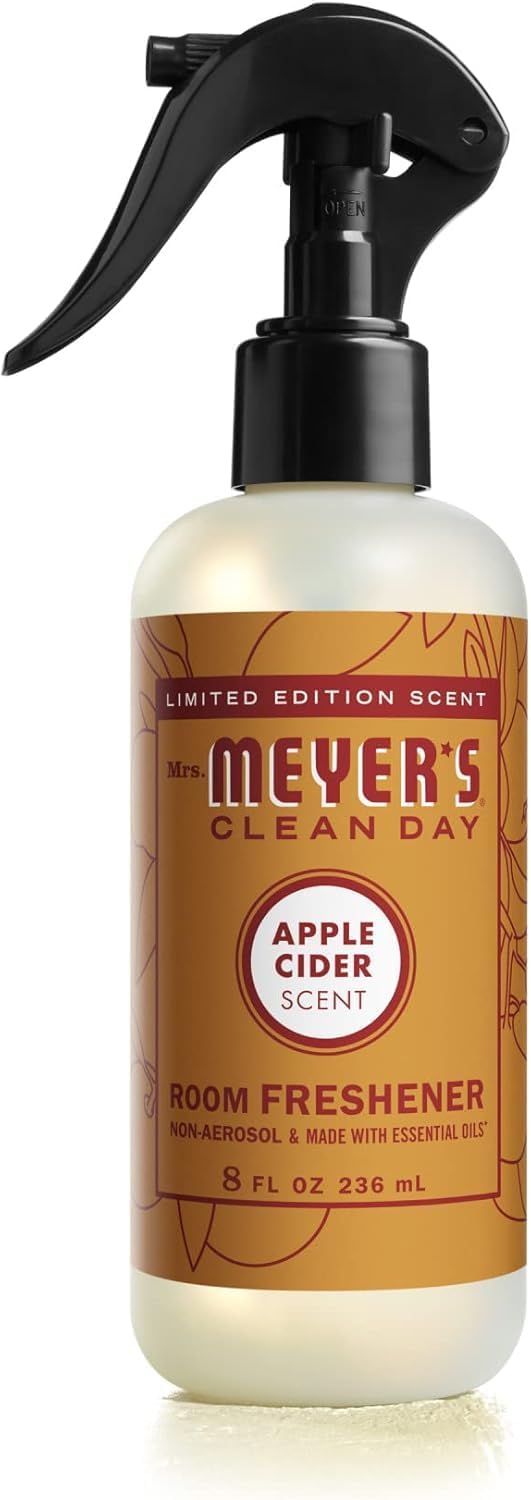 MRS. MEYER'S CLEAN DAY Room and Air Freshener Spray, Non-Aerosol Spray Bottle Infused with Essential Oils, Apple Cider, 8 fl. oz