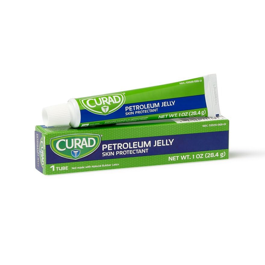 CURAD Petroleum Jelly, Multi-Purpose Skin Protectant, Soothing Relief for Dry Skin, Minor Cuts, Burns, and Chapped Lips, Moisturizing Ointment for Adults and Children,1 oz Tube, Pack of 12