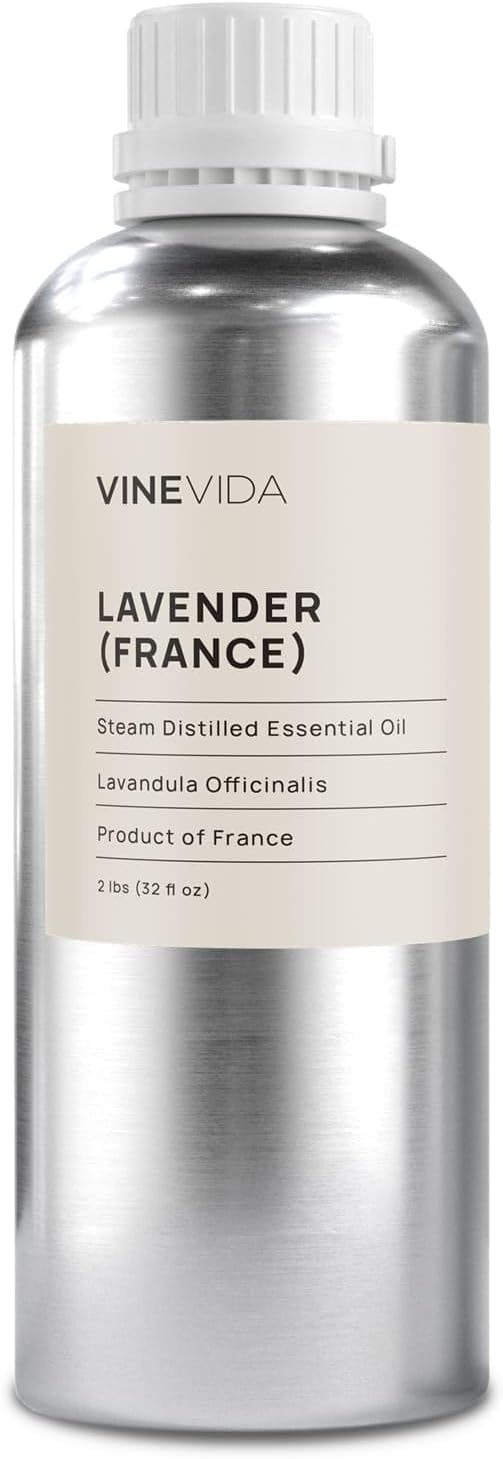 VINEVIDA Lavender France Essential Oil 32 oz - Undiluted Lavender Oil 32 oz - Lavender Candle Oil Scent - DIY Candle Scents for Candlemaking - Bulk Essential Oil for Soap Making Safe for Skin