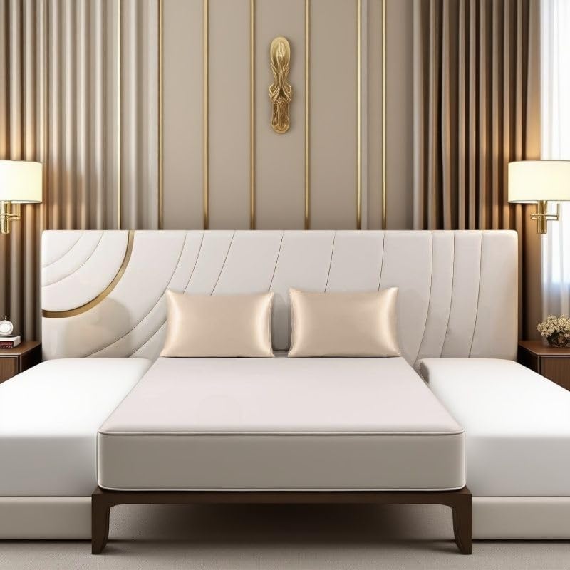 Juwenin Bedding,Super Soft and Luxury Silky Satin Pillowcase with Zipper (Silky Satin Pillow Case for Hair) Set of 2 (Camel, Standard(20''x26''))