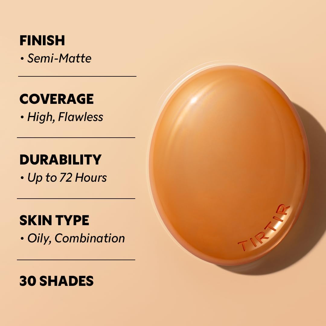 [*Mini Size*] TIRTIR Mask Fit Ai Filter Cushion Foundation | AI-Like Semi-Matte Finish - Up to 72-Hour Medium to Full Coverage Korean BB Cushion Make up Beauty, #24W Soft Beige, 0.15 Fl Oz