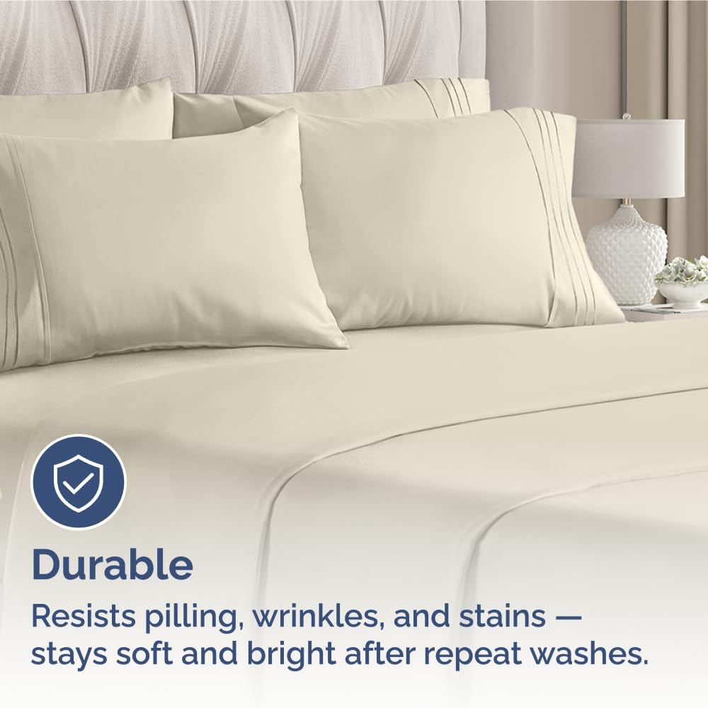 Queen Pillow Cases Set of 6 - Ultra Soft Hotel Quality Pillowcase Covers - Comfy & Wrinkle Free - Shrink, Stain and Fade Resistant - Easy-Care, Machine Washable Pillow Protectors - 6 Pcs Set - Wheat