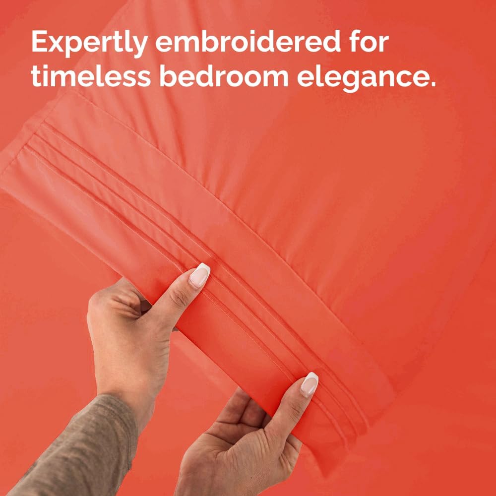 Queen Pillow Cases Set of 2 - Ultra Soft Hotel Quality Pillowcase Covers - Comfy, Cozy & Wrinkle Free - Shrinkage, Stain and Fade Resistant - Machine Washable Pillow Protectors - 2 Piece Set - Coral