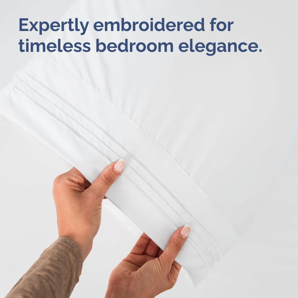 Standard Pillow Cases Set of 2 - Ultra-Soft Hotel Quality Pillowcase Covers - Comfy & Wrinkle Free - Stain and Fade Resistant - Machine Washable Pillow Protectors - 2 Piece Set - Standard Size White