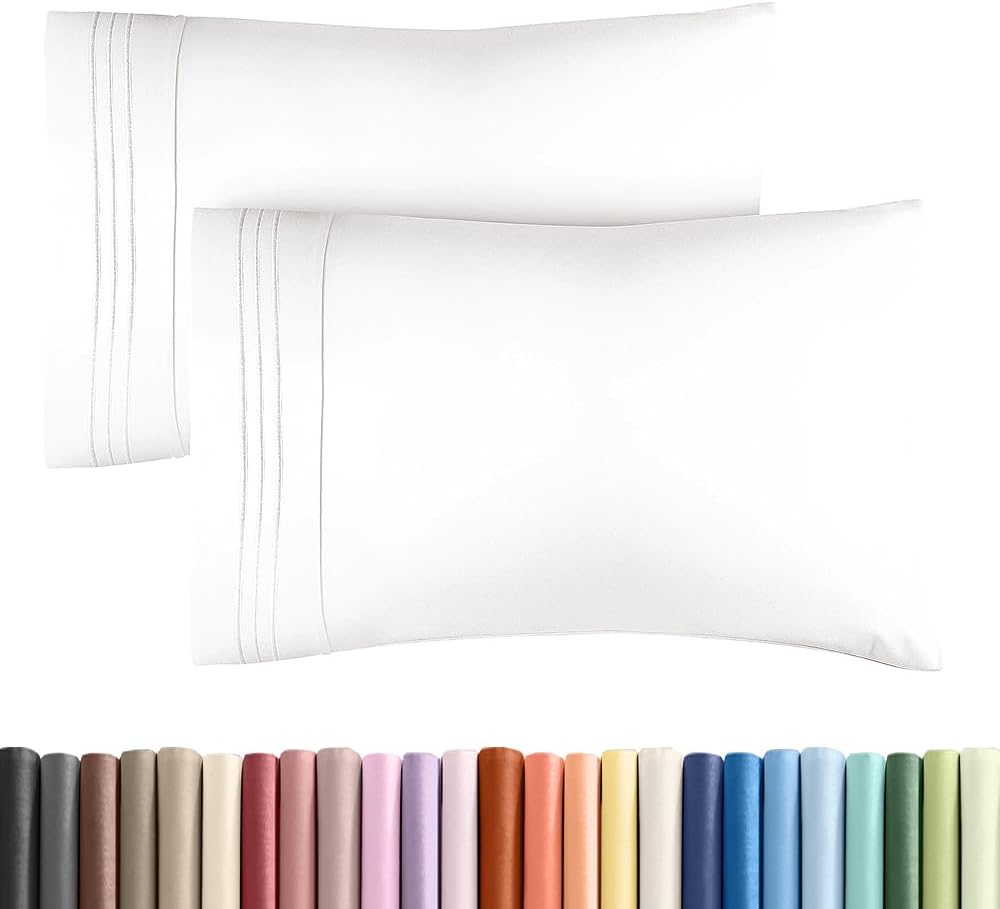 King Standard Pillow Cases Set of 2 - Soft Hotel Quality Pillowcase Covers - Comfy, Cozy, Fade and Wrinkle Resistant - Machine Washable Pillow Protectors - 2 Piece Set - King Standard Antique White