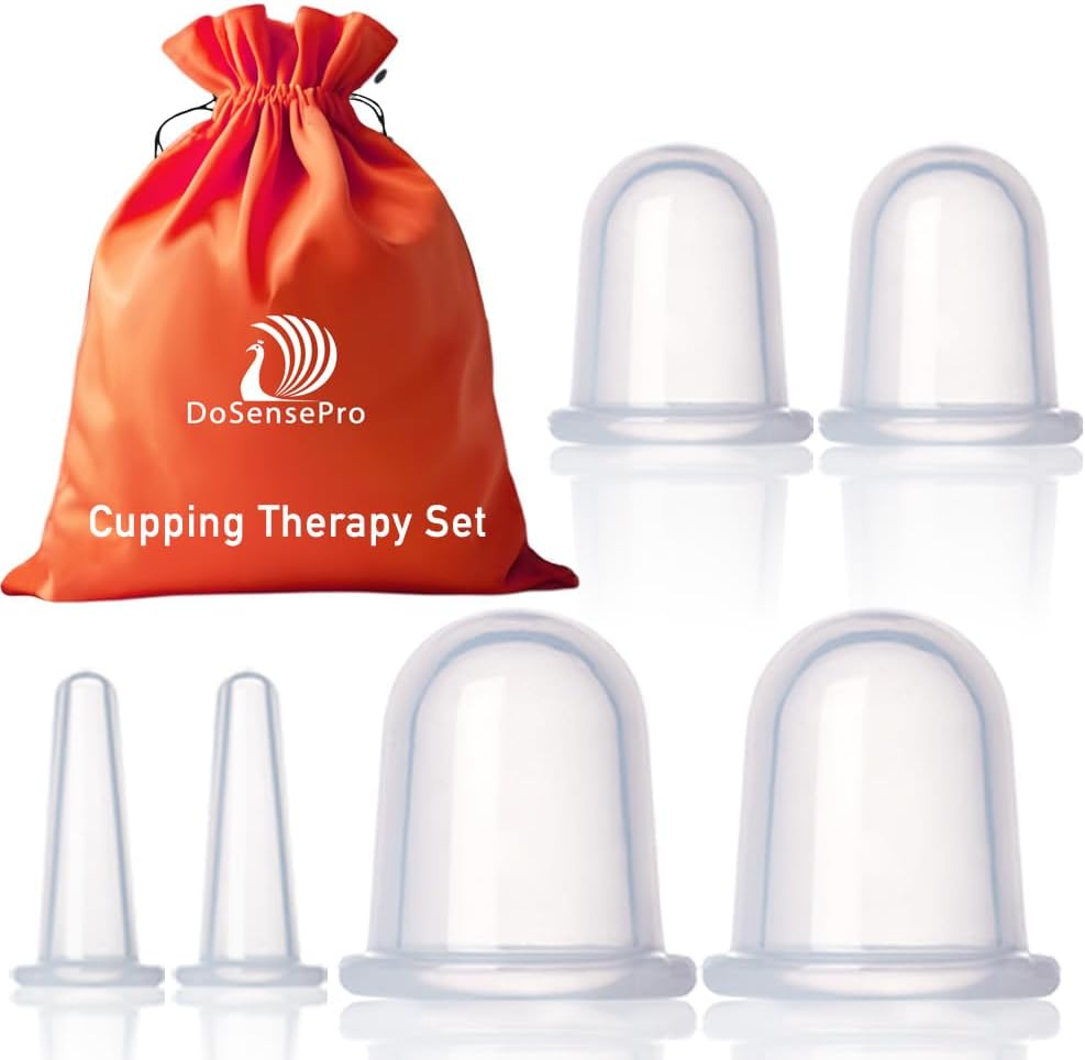 Cupping Kit for Massage Therapy - by DoSensePro, Cupping Set of 6 Professional Silicone Cups