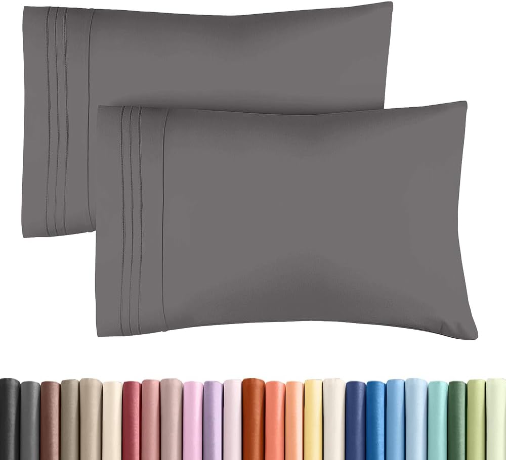 King Standard Pillow Cases Set of 2 - Soft Hotel Quality Pillowcase Covers - Comfy, Cozy & Fade Free - Wrinkle Resistant - Machine Washable Pillow Protectors - 2 Piece Set - King Standard Dark Grey