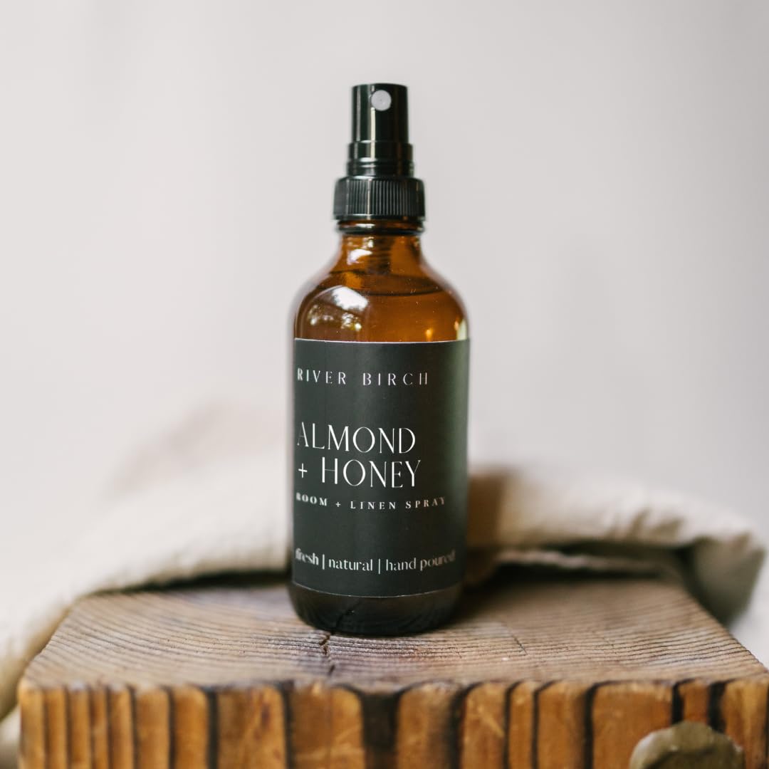River Birch Almond Honey Scented Linen and Room Spray | Home Fragrance | 4 oz Glass Amber Bottle | Luxury Signature Scent | Handmade in Texas