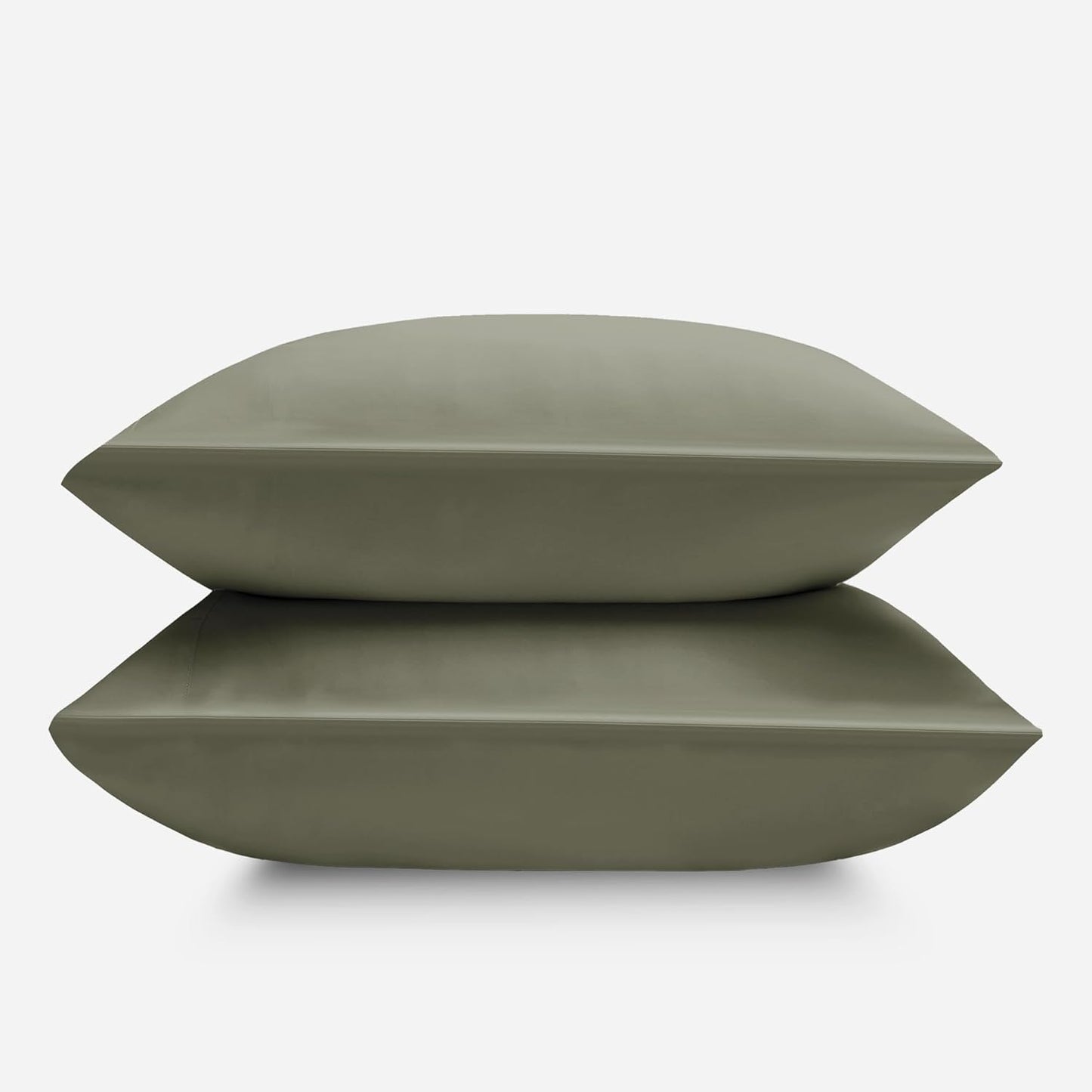 DOZ Pillowcase Set, 100% Viscose derived from Bamboo, Organically Grown, Buttery Soft, Silky, Breathable, Cooling, Oeko-TEX, High GSM, 2-Pack, Envelope Closure (Queen, Olive)