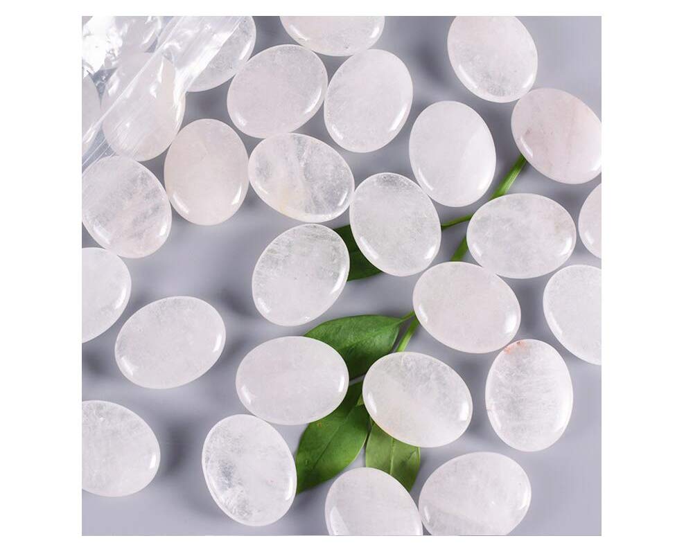 7 Pieces Natural Massage Stones Set for Professional or Home Spa, Smooth and Natural Massage Stones (White Crystal A)