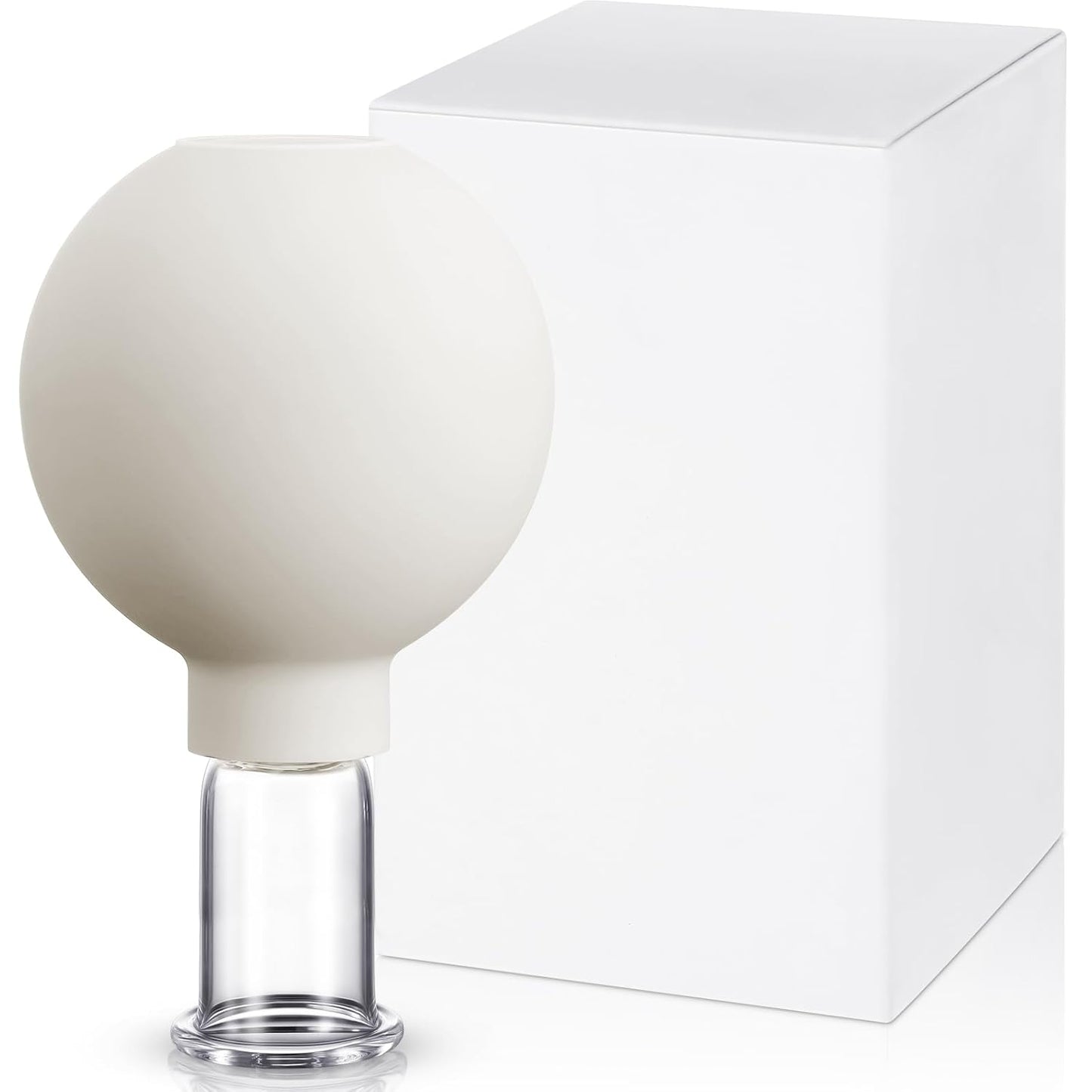 Nuanchu Facial Cupping Cup White Glass Face Cup Silicone Cupping Massage Vacuum Suction Mug for Body Face Leg Arm Back Shoulder Muscle and Joint Pain(0.65 Inch Diameter)