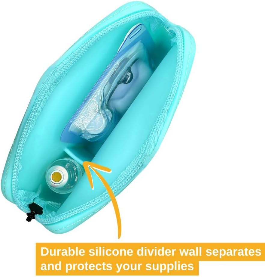 Omnipod Protective Travel Case | Silicone Storage fits an Insulin Vial and One Pod| Diabetic Care Products | Diabetes Supplies Organizer (Aqua)