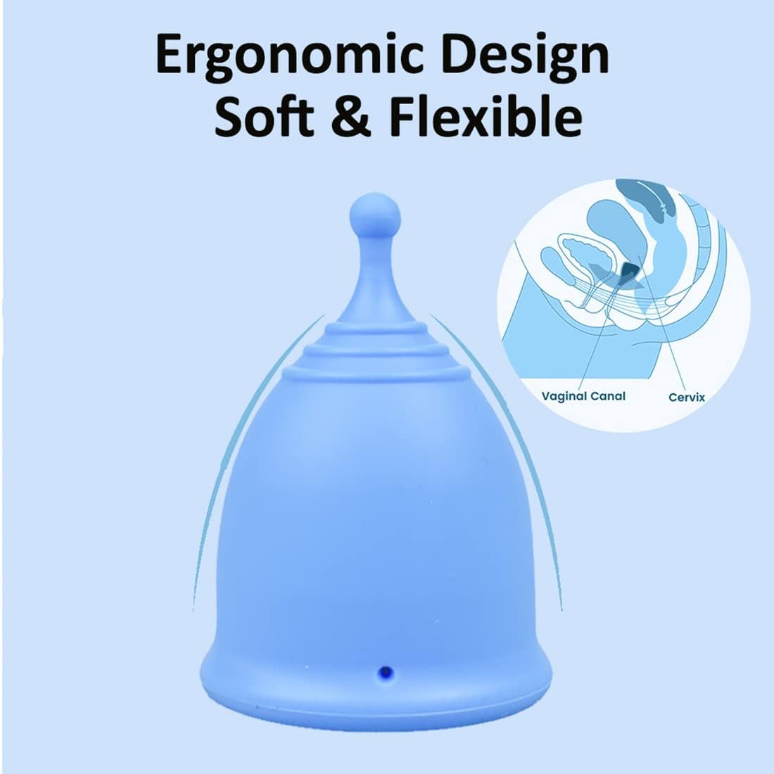 SHORDY Menstrual Cups Set of 2(Small+Large) with Box Soft Menstrual Cup & Flexible Period Cups for Women Upto 12 Hours Eco-Friendly & Safer Tampons Discs Pads Alternative Copa Menstrual (Blue)