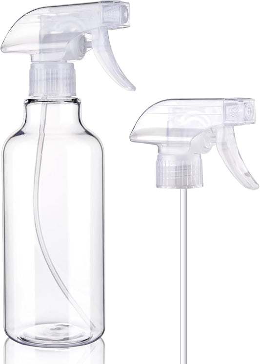 Spray Bottles Plastic Spray Bottle for Hair Mist/Stream Heavy Duty Empty Spray Bottles for Cleaning Solutions, Plants, Cooking (16.9oz-Clear+nozzle)