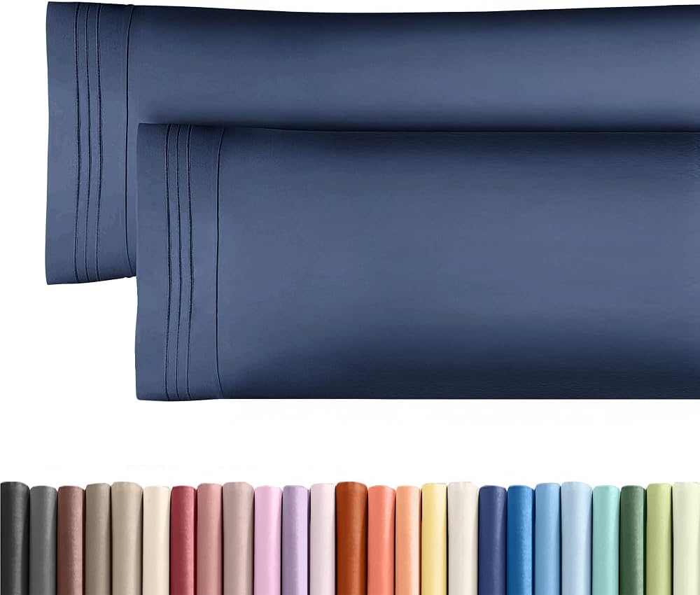 Long Pillowcases - Body Pillow Cover - Long Pillow Insert for Sleeping, Side Sleepers - Soft & Breathable Body Pillow Case with Envelope Enclosure - Comfy & Machine Washable - 20" x 54" (Navy Blue)