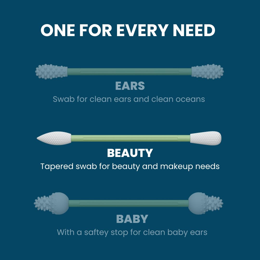 LastSwab® Reusable Cotton Swabs for Gentle and Eco-Friendly Beauty Routines - The Sustainable Alternative to Single-Use Q Tips - Zero Waste & Easy to Clean - Comes with a Convenient Travel Case Holder