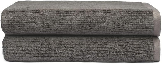 Cozy Earth Ribbed Bath Sheet Set - 60% Cotton 40% Viscose from Bamboo Bath Sheets - Soft & Absorbent Textured Ribbed Pattern - 2 Pack Charcoal