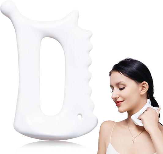 Ceramic Body Gua Sha Tool-6-in-1 Face Guasha Tool for Lymphatic Drainage,Guasha Massage Tool for Stress Relief,Trigger Point Tool for Fascia Massage&Cellulite,Self Care Gua Sha Gift for Women