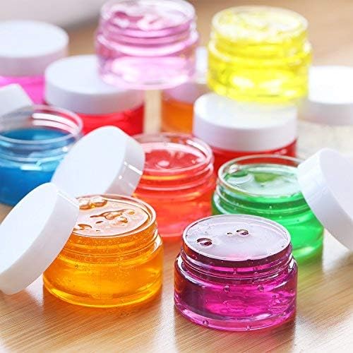 SATINIOR 12 Pack 8 oz Plastic Container Jars with Lids Round Clear Travel Cosmetic Container Slime Jars for Toiletries, Lotion, Cream, Ointments, Makeup, Rhinestone, Samples, Kitchen Storage(Clear)