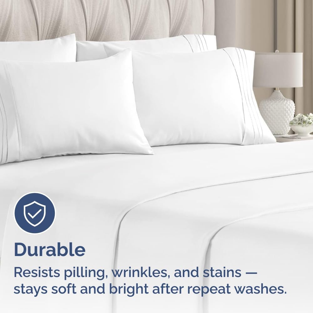 Queen Pillow Cases Set of 6 - Ultra Soft Hotel Quality Pillowcase Covers - Comfy & Wrinkle Free - Shrink, Stain & Fade Resistant - Easy-Care, Machine Washable Pillow Protectors - 6 Piece Set - White