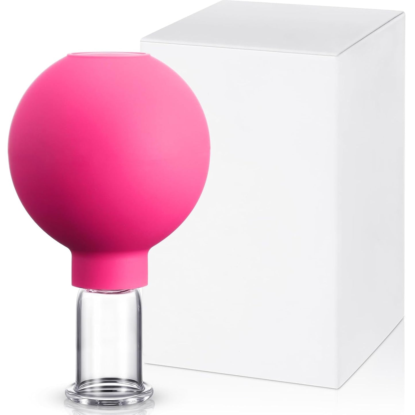 Nuanchu Facial Cupping Cup Rose Red Glass Face Cup Silicone Cupping Massage Vacuum Suction Mug for Body Face Leg Arm Back Shoulder Muscle and Joint Pain(0.65 Inch Diameter)