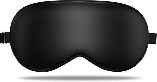 LULUSILK Mulberry Silk Sleep Eye Mask Blindfold with Adjustable Strap, Soft Eye Cover for Women Men Night Sleeping, Travel, Nap(Black)