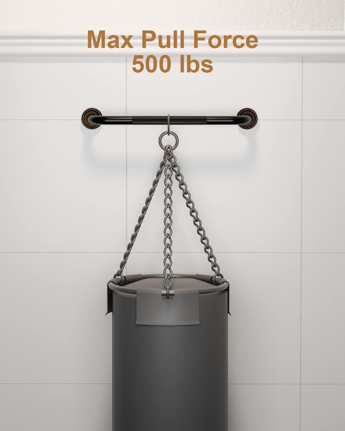 20 Inch Bronze Shower Grab Bar Oil Rubbed Black, Munzong Antique Brass Bathroom Grab Bar w/Anti-Slip Knurled Grip, Bathroom Balance Bar, Safety Handrail Support, Injury Elderly Senior Assist Handle