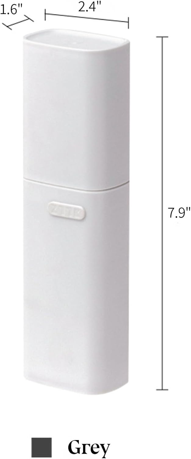 Compact Small Grey Travel Toothbrush Holder Case with Ventilation Hole, Portable Travel Toothbrush Cup with Cover, Storage Container for School Camping Business Trip Bathroom