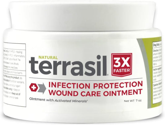 terrasil Wound Care 3X - Wound Healing Ointment, Relief from Bed Sores, Pressure Sores, Ulcers, Blisters, Cuts, Scrapes, & Burns - Hypoallergenic Approved (7 oz)