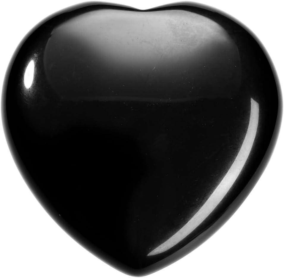 Jovivi 45mm Big Black Obsidian Crystal Heart Healing Crystals Heart Stones Polished Pocket Love Gemstones Natural Reiki Chakra Balancing Meditation Massage Gift Palm Worry Stones for Anxiety
