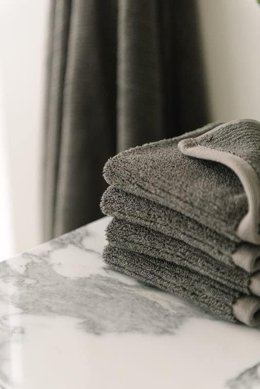Cozy Earth Ribbed Washcloth Set - 60% Cotton 40% Viscose from Bamboo Bathroom Washcloths - Soft & Absorbent Textured Ribbed Pattern - 4 Pack Charcoal
