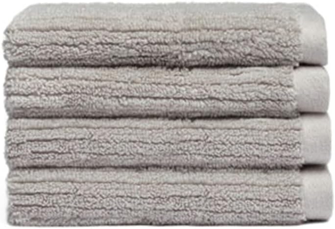 Cozy Earth Ribbed Washcloth Set - 60% Cotton 40% Viscose from Bamboo Bathroom Washcloths - Soft & Absorbent Textured Ribbed Pattern - 4 Pack Light Grey