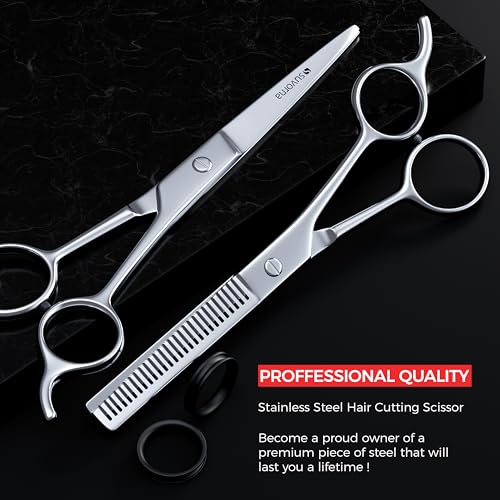 Suvorna 6.5" Professional Hair Scissors Set with Thinning Shears for Hair Dressers, Barbers and Professionals - Extremely Sharp Hair Cutting Scissors Set for Thinning, Layering and Cutting.