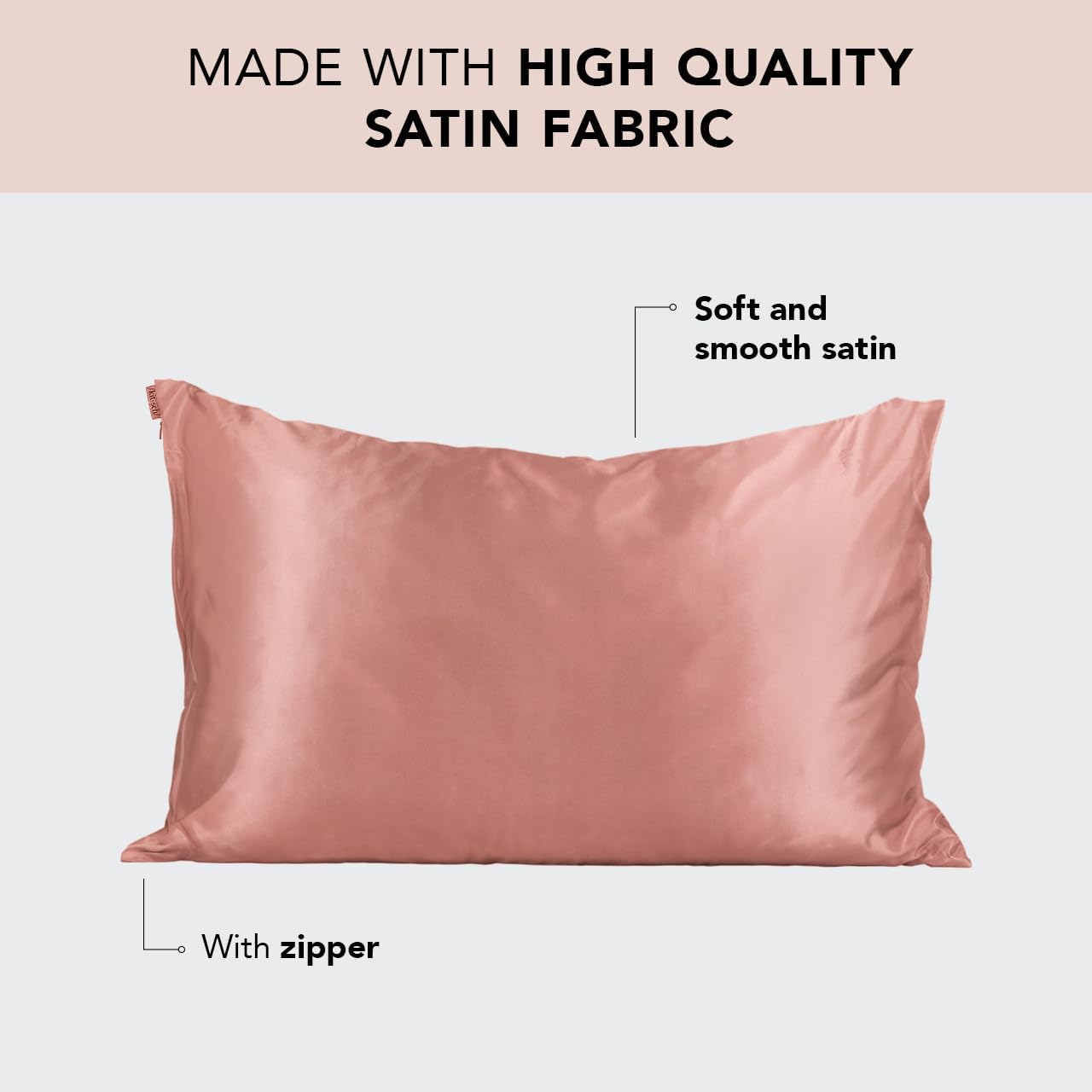 Kitsch Satin Pillowcase with Zipper for Hair & Skin, Softer Than Silk Pillow Cases Queen, Wrinkle-Free, Smooth and Cooling Satin Pillow Covers, Standard Size 19"x26" - Terracotta