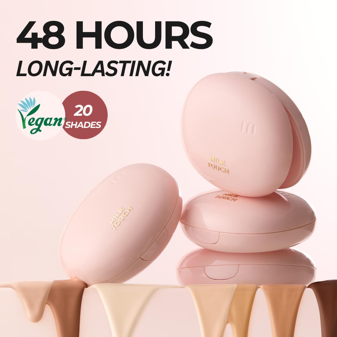milktouch Cushion Foundation, 24H Flawless Skin, Radiant Shine, No Oxidation, Long-Lasting, Non-Creasing, 60% Hydrating Skincare Infused Korean Foundation, Valentines Gifts (25C Ginger)