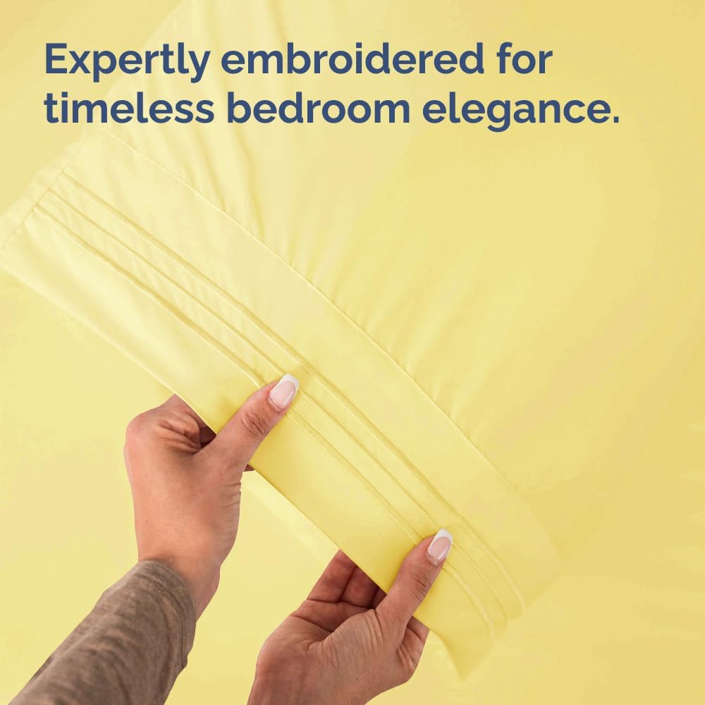 Queen Pillow Cases Set of 2 - Ultra Soft Hotel Quality Pillowcase Covers - Comfy, Cozy & Wrinkle Free - Shrinkage, Stain and Fade Resistant - Machine Washable Pillow Protectors - 2 Piece Set - Yellow