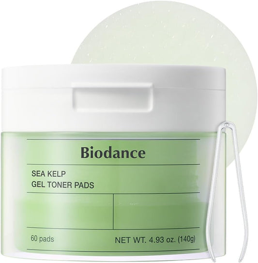 Biodance Sea Kelp Gel Toner Pads, Calming & Soothing for Sensitive Skin, Oil & Sebum Control, Blemish Care, Gentle Exfoliating Toner Pads, Korean Skincareㅣ4.93 fl.oz.(140g)*60Pads