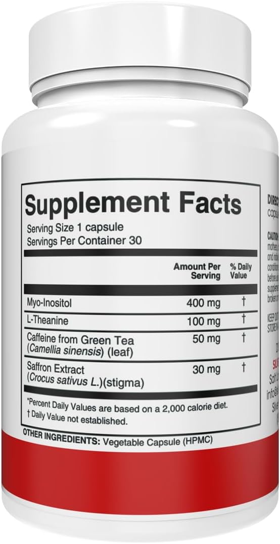 Silver Fern Stress Complex Supplement - with Caffeine - Sleep, Worry, Mood & More - with Saffron Supplements, L-Theanine Supplement, and Myo-inositol - Natural Stress Relief Supplements - 30 Servings