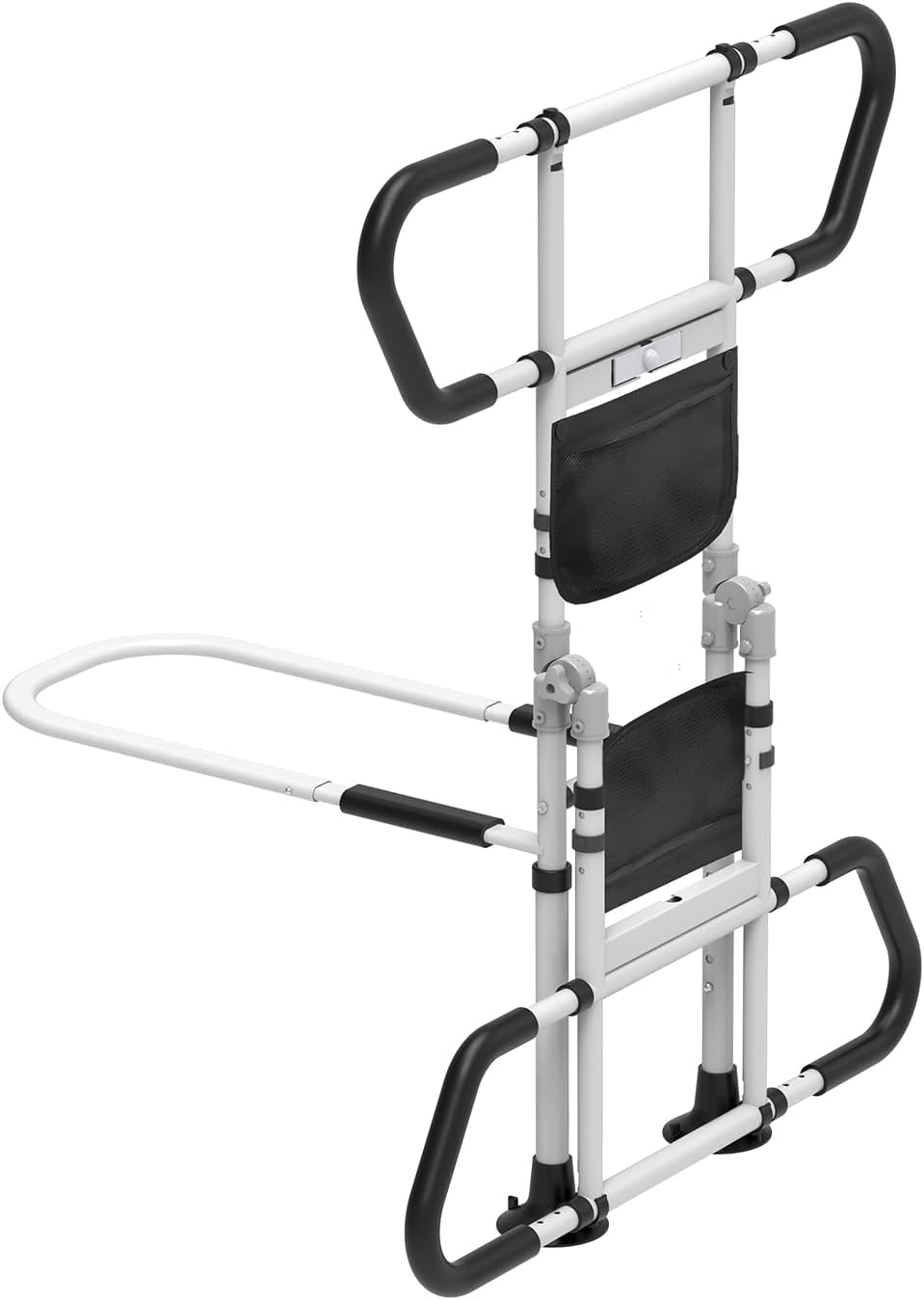 Bed Rails for Elderly Adults Seniors Adjustable Height Foldable Safety Rail with 400 Lbs Capacity Non-Slip Handle, Night Light, Fall Prevention Grab Bar for King Queen Full Twin Beds White