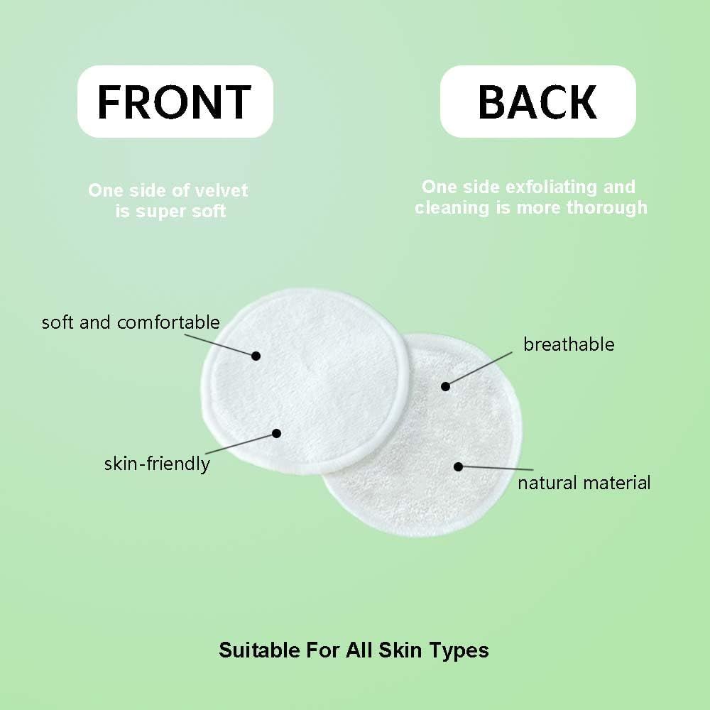 28 Pack Reusable Makeup Remover Face Pads with Laundry Bag Washable Soft and Comfortable Cleaning Face Skin,Washable Bamboo Cotton Rounds White
