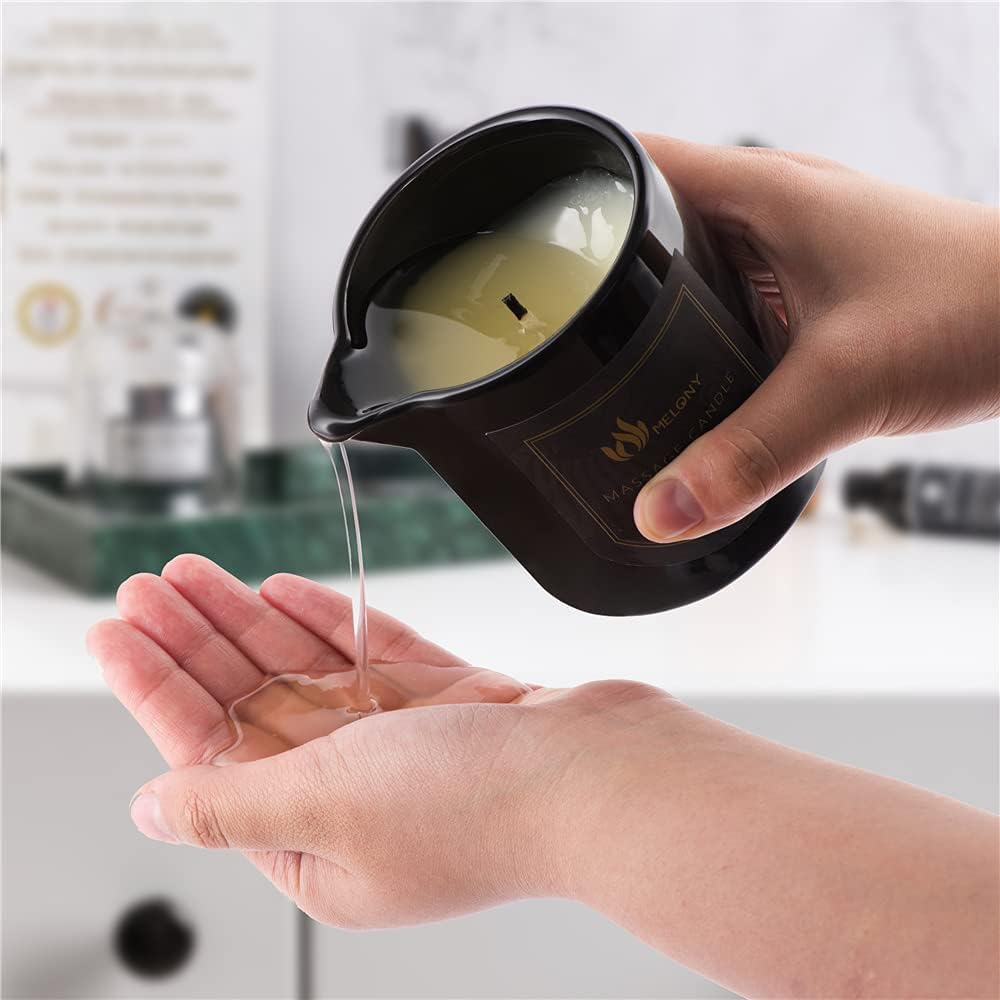 MELONY Massage Oil Candle for Pure Relaxation- 8.1 oz- Moisturizing Essential Oil Body Massage Candle for Home Spa- Amazing Gift for Women & Men (Pineapple Rum)